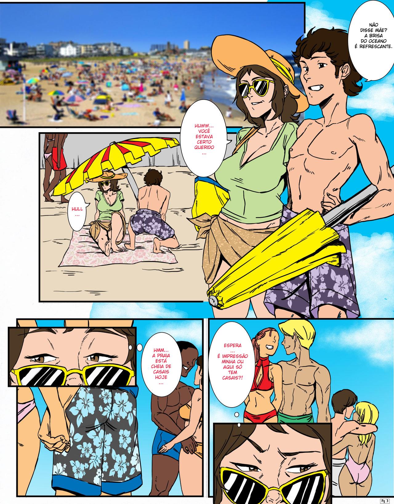 Sexo na praia com a mamãe