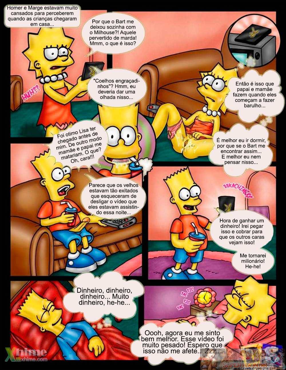 Homer fode Mart e Lisa batendo siririca pro Bart